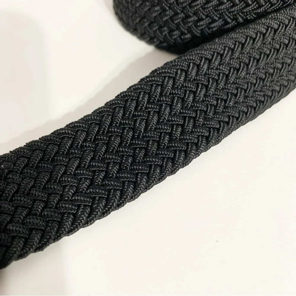 Unbranded Woven Stretch Herringbone Elastic Belt Silver Tone Hardwa Faux Leather